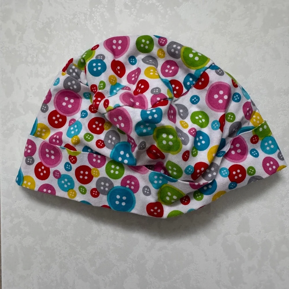 Colorful Button Patterned Nursing scrub cap - Picture 3 of 3